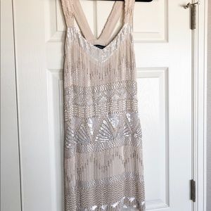 French Connection Ivory Beaded Dress, size 10
